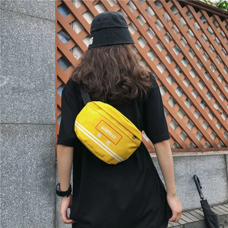 

Korean-style Canvas Crossbody Bag Men's Hip Hop Popular Brand Chest Bag Women's Harajuku Wind Cool Bag Wallet Japanese-style
