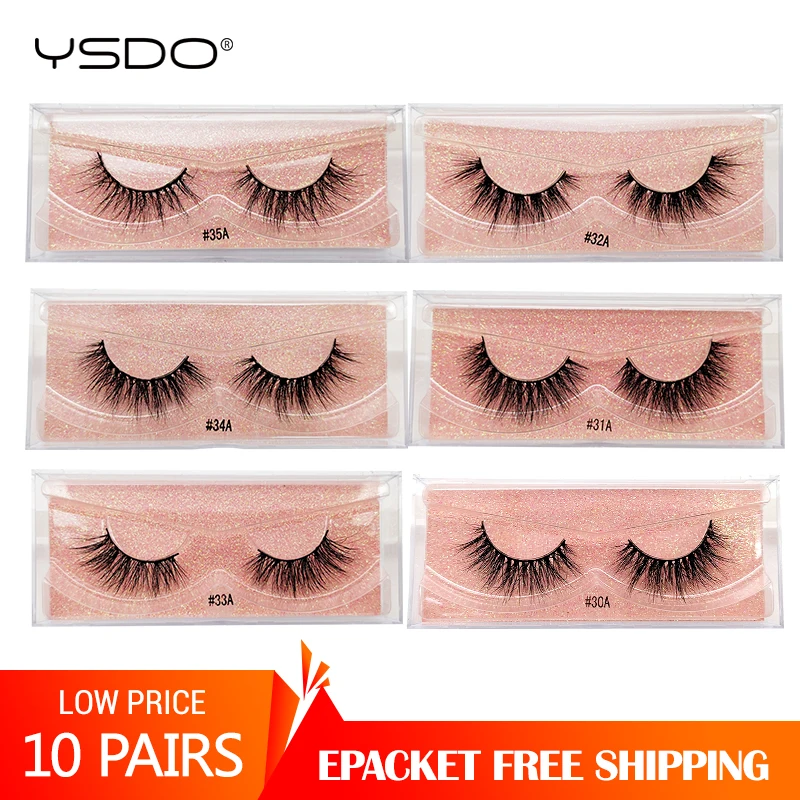 

YSDO 10 pairs mink lashes natural long 3d mink eyelashes crisscross lashes handmade full strip lashes makeup false eyelashes #3A