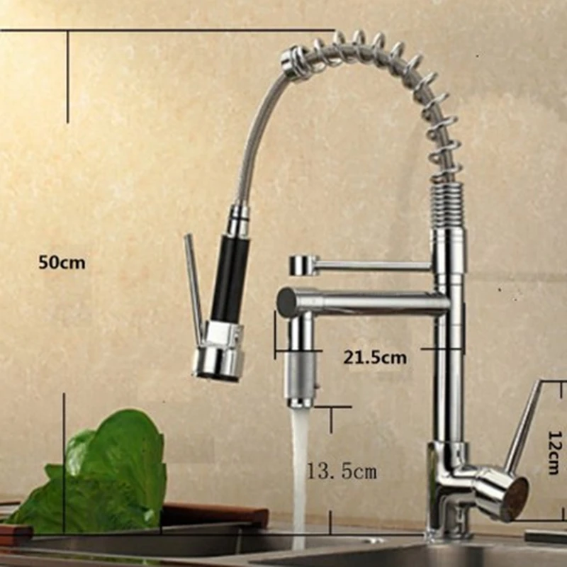  Uythner Chrome Brass Basin Kitchen Faucet Vessel Sink Mixer Tap Spring Dual Swivel Spouts Sink Mixe - 4000186989076