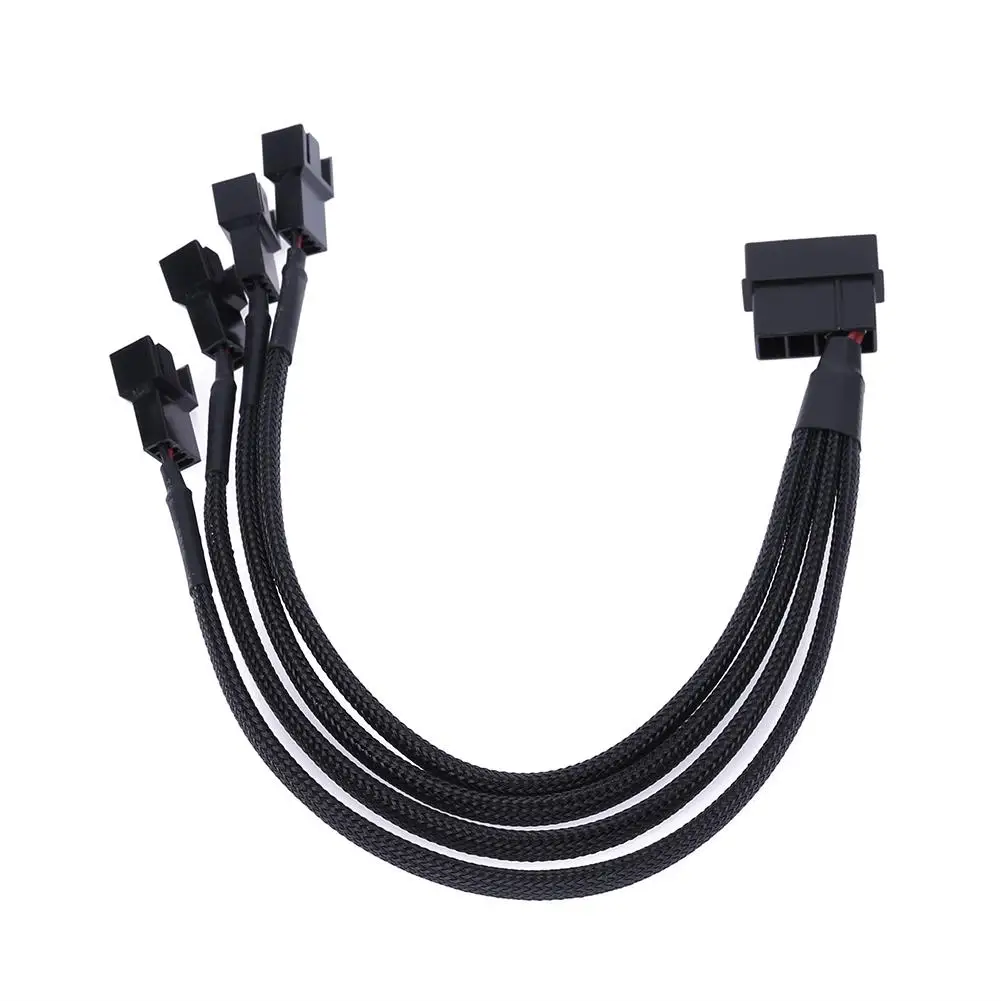 27 см 12В вентилятор кабель с черными рукавами 4pin IDE Molex в 4 портовый 3Pin/4Pin охладитель