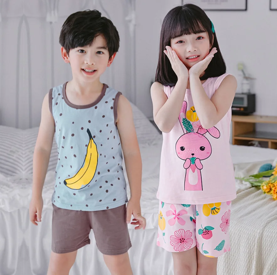 Boys Pajamas 100% Cotton Summer Pjs Toddler 2 Piece Sleepwear Kids Short Set 
