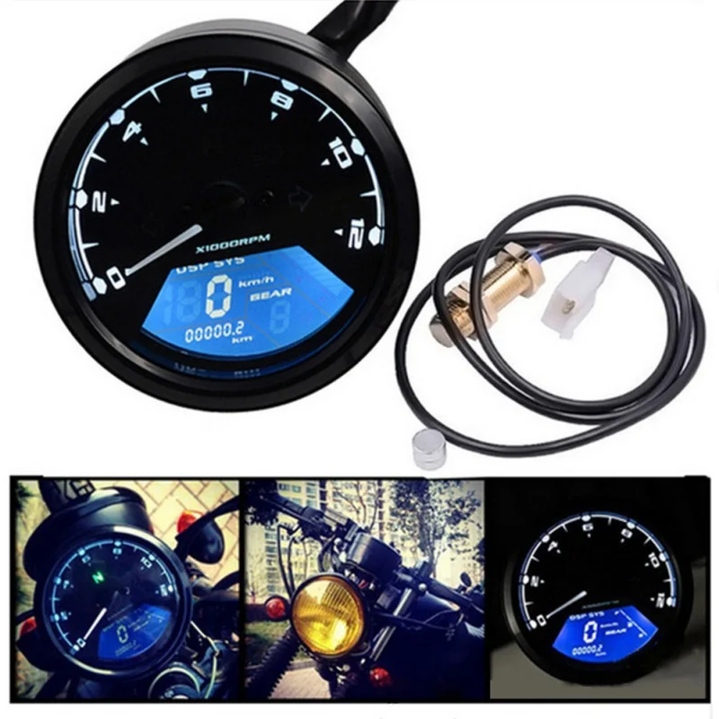 СВЕТОДИОДНЫЙ цифровой индикатор Тахометр спидометр compteur moto Meter Многофункциональный измеритель цифровой спидометр с ночным циферблатом