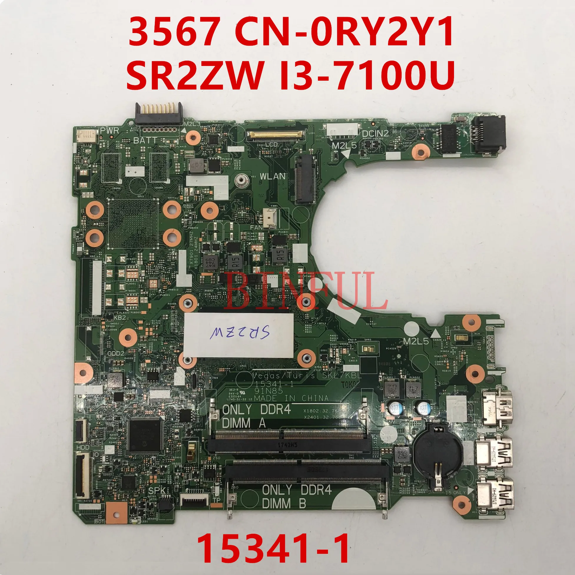 Высококачественная материнская плата для ноутбука 15-3567 3567 3568 модель CN-0RY2Y1 0RY2Y1