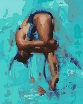 

Unframe diy oil picture oil paintings by numbers figure painting paint by number for home decor 4050cm diving