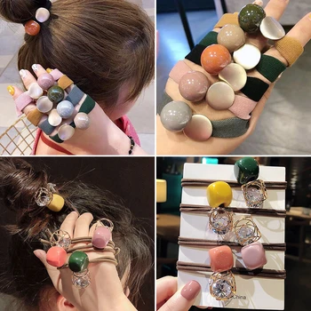 

Korea Women Girls Elastic Hair Band Rubber Band Headwear Hair Accessories Trendy Geometric Crystal Head Rope 2020 Gift