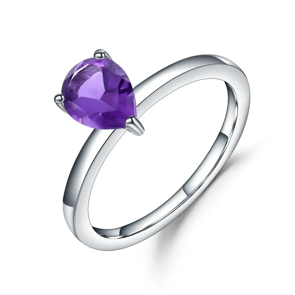 

Gem's Ballet Natural Gemstone 1.08Ct Amethyst Purple Romantic Rings Pure 925 Sterling Silver Ring For Women Brand Fine Jewelry