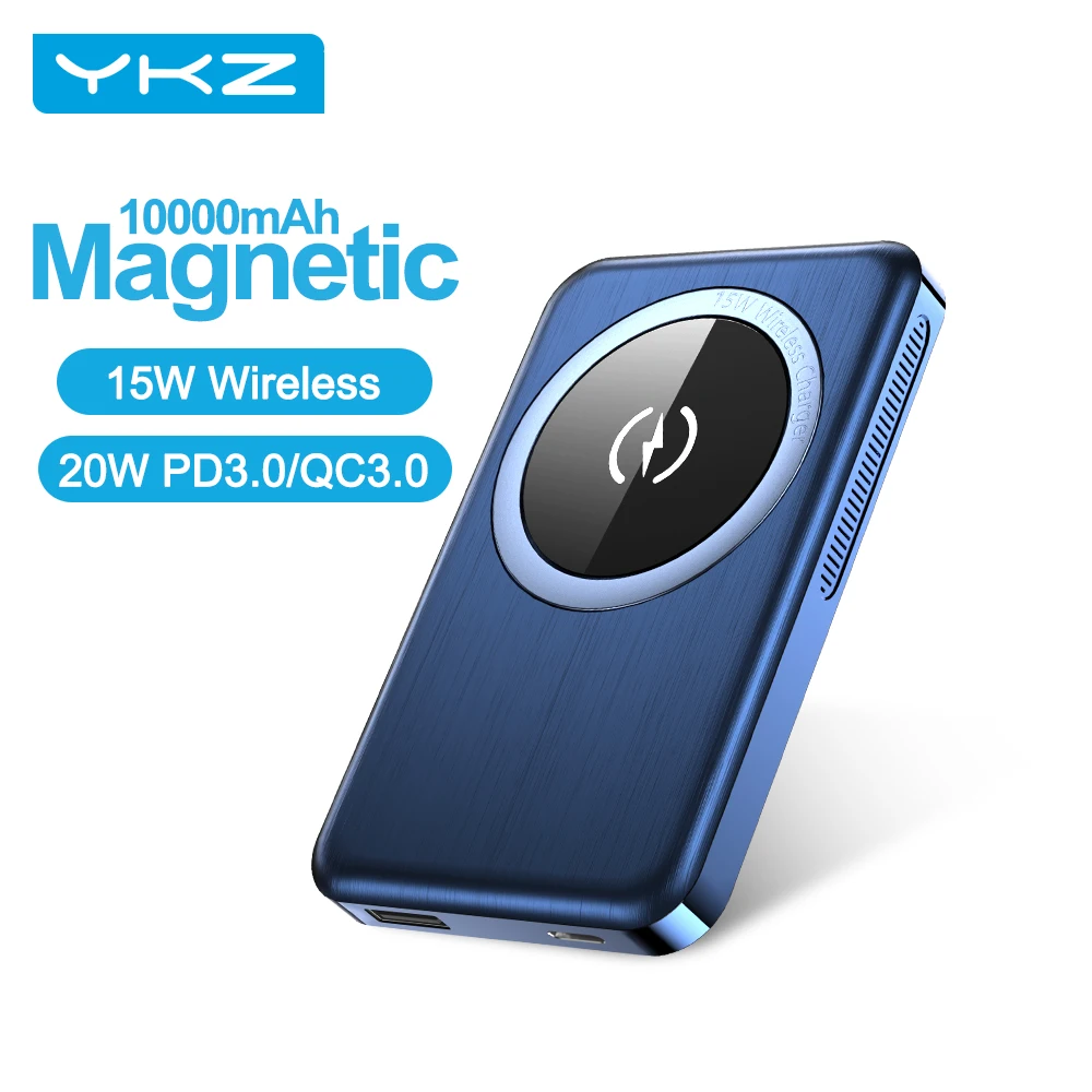 YKZ-Banco de energía de 10000mAh para iPhone 12 PD 20W 15W, cargador inalámbrico magnético, PowerCore, batería externa portátil For iPhone 12 Pro Max Mini PD QC 3.0 Wireless Charging Quick Charge Magnet Dual USB Type C