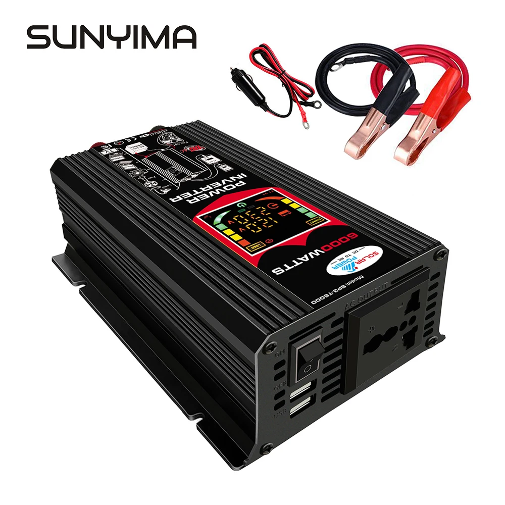 SUNYIMA 6000W DC12V do AC220V/110V 50HZ/60HZ konwerter falownika przejściówka do ładowarki podwójny transformator USB zmodyfikowana fala sinusoidalna SUNYIMA 6000W DC12V do AC220V/110V 50HZ/60HZ konwerter falownika przejściówka do ładowarki podwójny transformator USB zmodyfikowana fala sinusoidalna