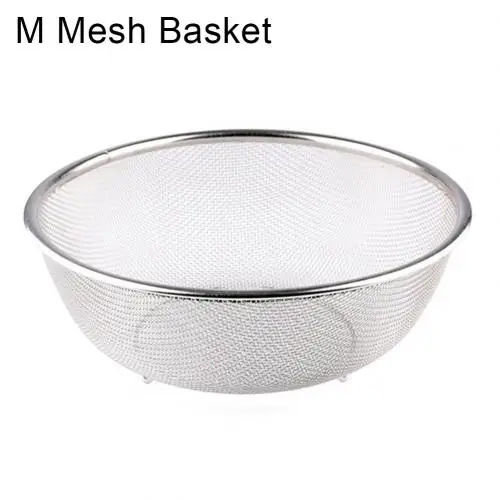 Mesh Basket M Нержавеющие сетчатые корзины из нержавеющей стали, ситечко для фруктов, риса, сито, дуршлаг, сито, чаши для хранения, прочный кухонный инструмент - Цвет: Mesh Basket M