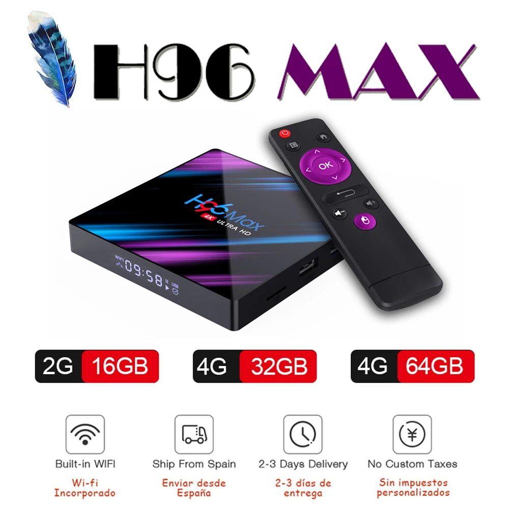 

Android Tv box 9.0 H96 MAX Rockchip 32GB 64GB Android box Bluethooth WiFi 4K 3D Google Play Smart Tv box youtube NETFLIX