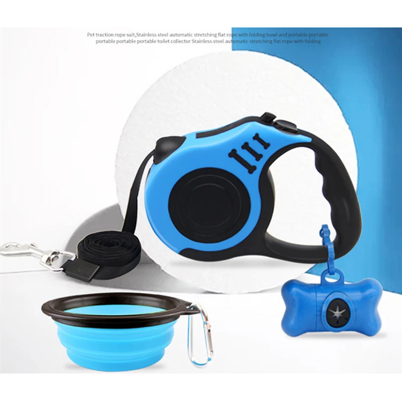 

Automatic Telescopic Traction Rope Nylon Extending Walking Small Medium Large Dog Leash Dog Folding Bowl Suit With Dog Dispenser