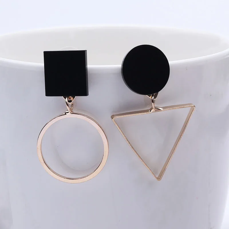 Black Hanging drop earrings for Women Triangle Square Statement 2025 boucle oreille femme Fashion Jewelry