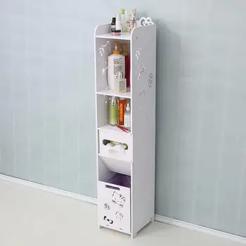 

Household Standing Toiletry Organizer Corner Shelf Waterproof PVC Rack with Tissue Holder for Bathroom Household Room Saver