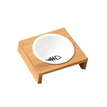 

Fashion Cat Dog Feeders Bowls Bamboo Tableware Ceramic Pet Food Water Bowl High Grade Antiskid Pet Supplies Dog Cat Bowl S