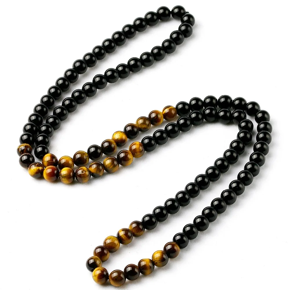 Black-Onyx-Men-s-Tiger-Eye-Stone-Bead-Necklace-Fashion-Natural-Stone-Jewelry-New-Design-Handmade
