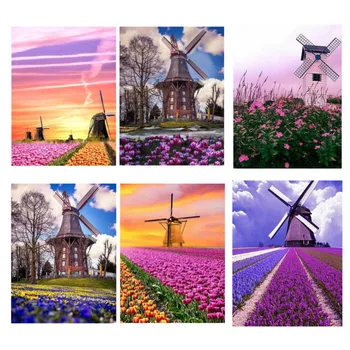 

landscape DIY Diamond Painting Windmill diamond Embroidery lavender 5d mosaic Diamond needlework cross stitch home decor