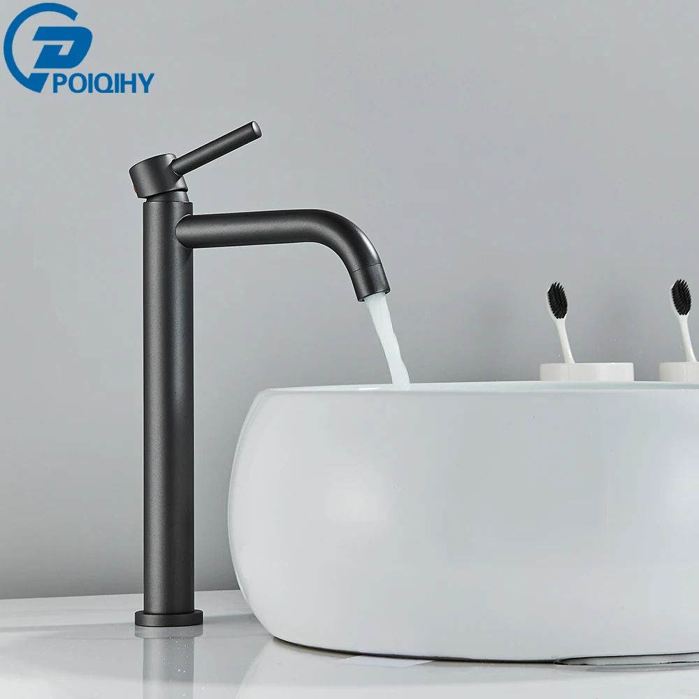 Brushed Gold Bathroom Sink Faucet - Modern Hot & Cold Water Mixer Tap