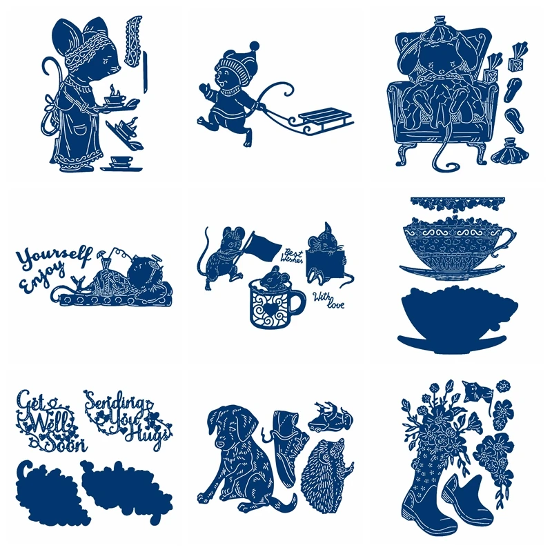 

Lovely Christmas Mouse Metal Cutting Dies Cartoon Stencil Scrapbooking Embossing For Paper Card DIY Crafts