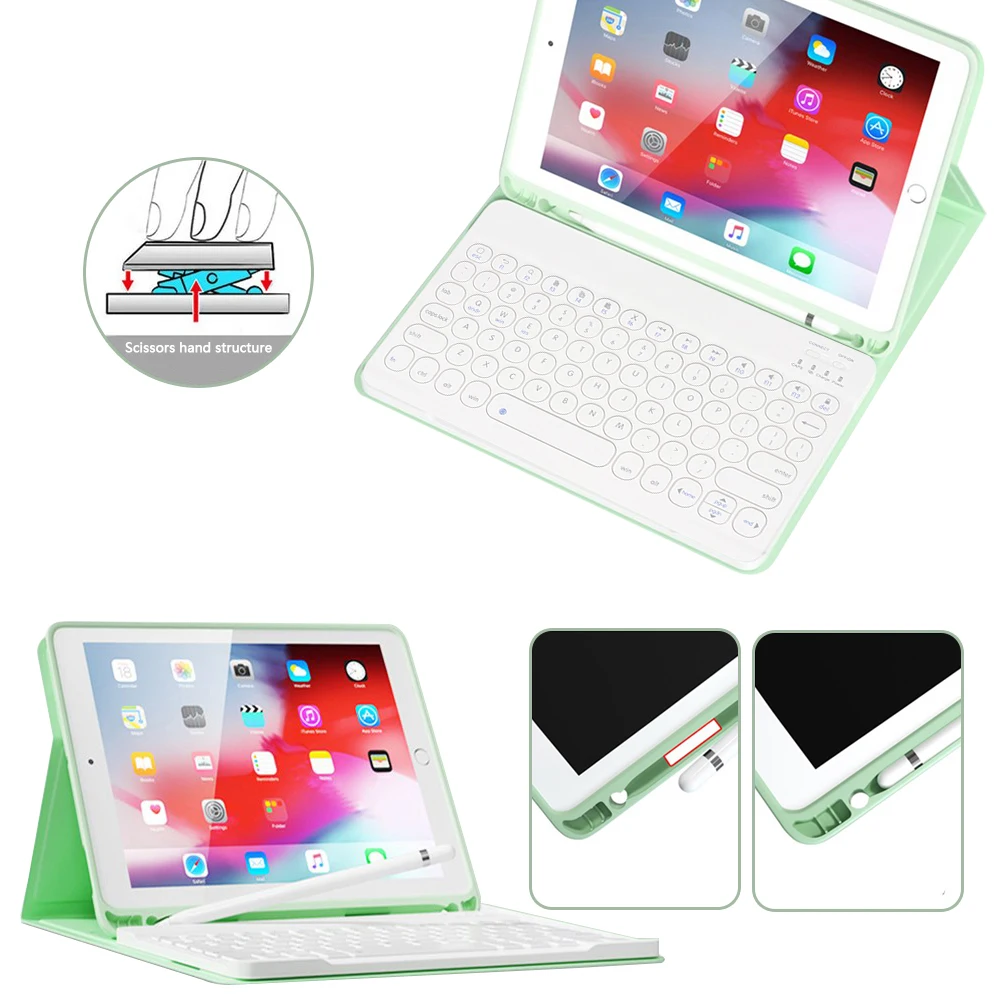 

Tablet Keyboard for iPad Air 1 2 / iPad Pro 9.7 / iPad 9.7 2017/2018 Universal English Keyboard Case Leather with Pencil Holder