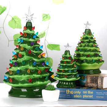 

Ceramic Christmas Tree Tabletop Lighting Trees XMAS Decoration Ornaments Festival Party Decor
