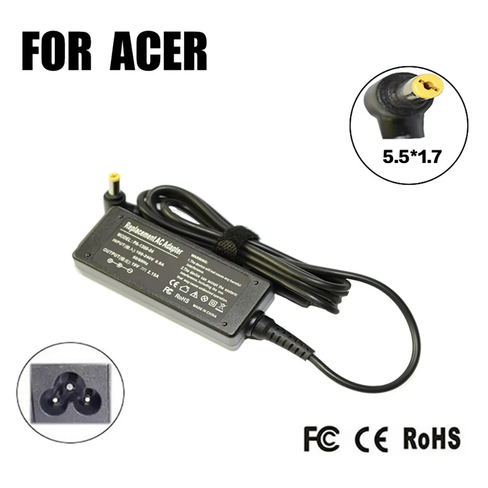 19V 2.15A 5.5*1.7MM 40W For Acer Aspire One D255 D257 D271 ADP-40TH S5 Chromebook C710 AS1430-4857 NAV50 Laptop Charger Supply
