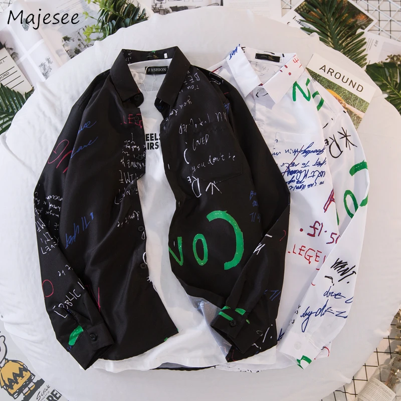 Men Shirts Men Long Sleeve Square Collar Graffiti Plus Size 3XL Loose Hip-hop Mens Harajuku Couples Unisex Chic Thin Retro Shirt Men Shirts Men Long Sleeve Square Collar Graffiti Plus Size 3XL Loose Hip-hop Mens Harajuku Couples Unisex Chic Thin Retro Shirt