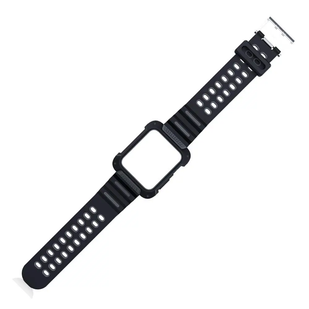 Противоударный резиновый защитный чехол-бампер с силиконовым ремешком для замены браслета для Apple Watch Series 4 44 мм 42 мм ремешок