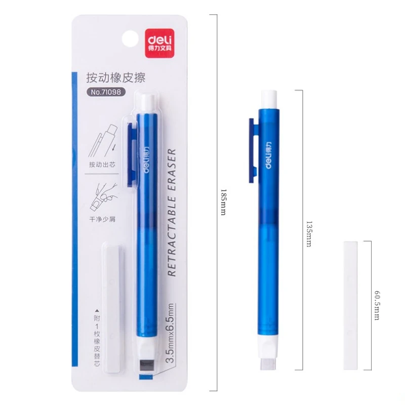 Pencil Rubber Retractable Press Eraser School Stationery Deli Erasers
