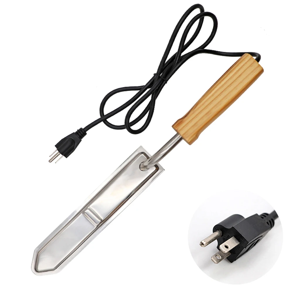

HOT EU/US Plug Electric Honey Knife Bee Beekeeping Equipment Cutting Knife Heating Handle Wooden Tools Stainless Steel Scraper