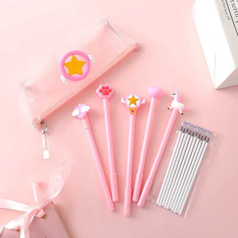 Сейлор Мун мультфильм Луна карточка с кошкой Captor Cardcaptor Sakura розовый милый красивый карандаш ручка с сумкой Набор косплей реквизит подарок для девочки