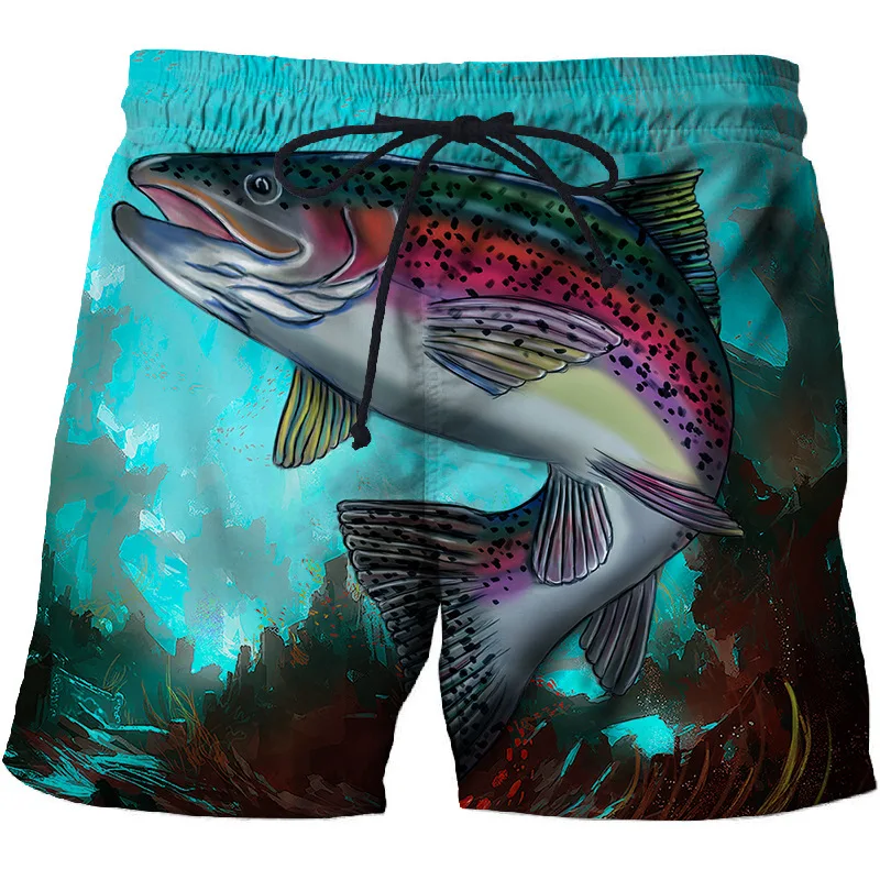 Advanced design men's beach shorts quick-drying sports pants 3D fish print series sweat-proof cool summer | Мужская одежда