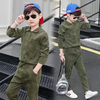 

New 2020 Spring Solid Color Toddler Boys Long Sleeve Top Jackets Coat +Pants 2Pcs Set Casual Autumn Baby Boys Suit Sets 3-12Yrs