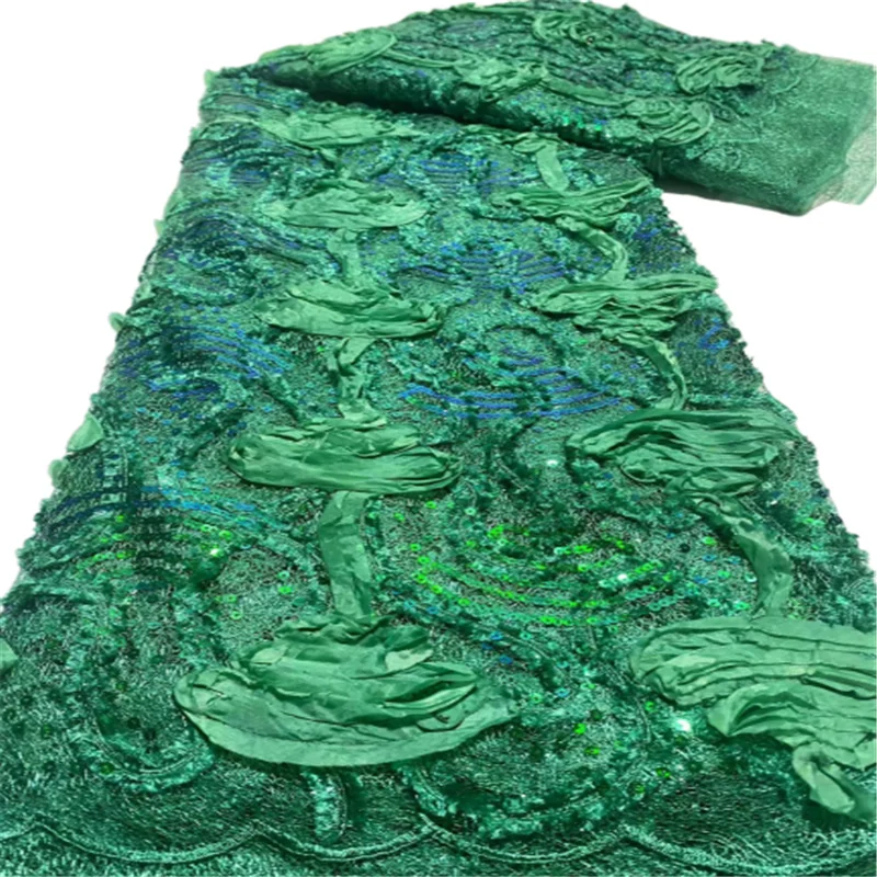 

2022 новейшая африканская 3d зеленая кружевная ткань с вышивкой, французская сетчатая кружевная ткань с искусственным кружевом для вечерние