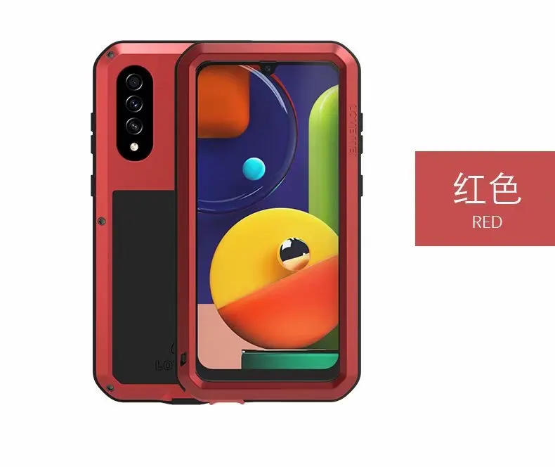 Красный LOVE MEI металлический водонепроницаемый чехол для samsung Galaxy A50S A50 противоударный чехол для A50 A50S Чехол+ пленка Gorilla glass - Цвет: Красный