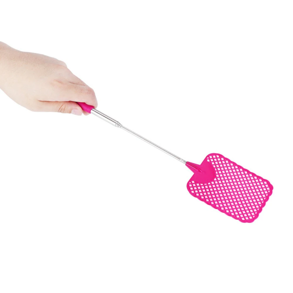 Kitchen Accessories Kitchen Tools Telescopic Extendable Fly Swatter Prevent Pest Mosquito Tool Flies Trap Drop Shopping - Цвет: Розовый