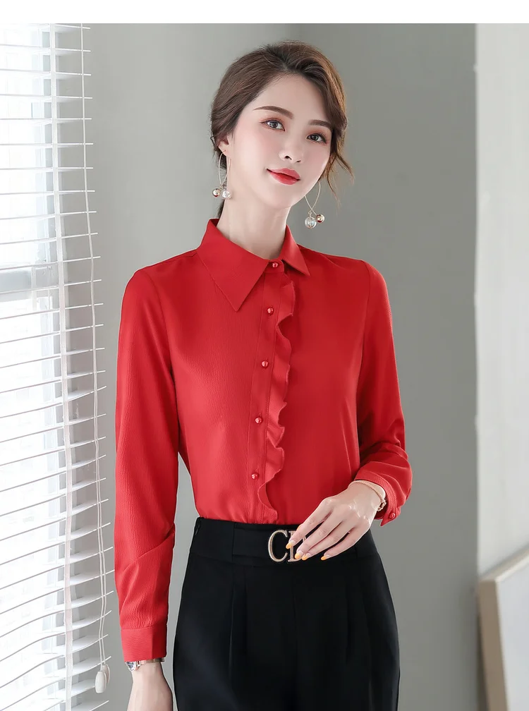 red ruffle shirt
