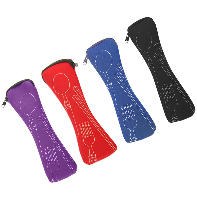 1Pcs Tableware Box Portable Camping Outdoor Cutlery Storage Case With Zipper Students Household Utensils Dinnerware Bag
