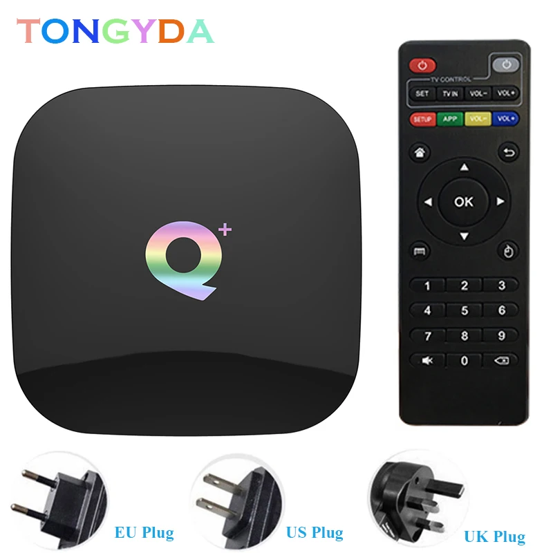 6K Smart tv BOX Q PLUS Android 9,0 wifi Google Cast телеприставка wifi 2,4 ГГц 4 Гб 32 Гб H.265 мультимедийный плеер ТВ приставка PK T95 X96