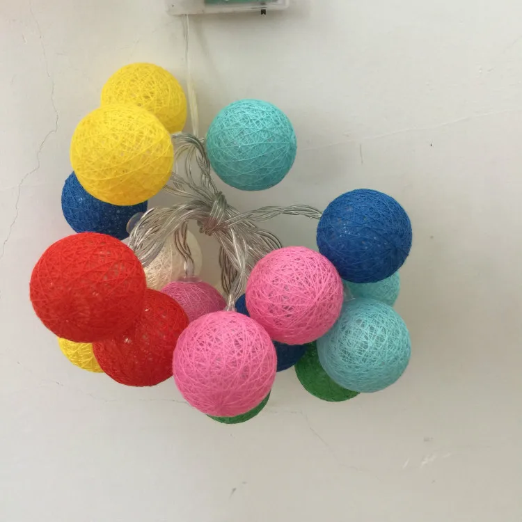 

Line Ball Lighting Chain Cross Border Hot Selling Thailand Cotton Ball Wave Lamp Christmas LED Flashing Light String Lights Deco