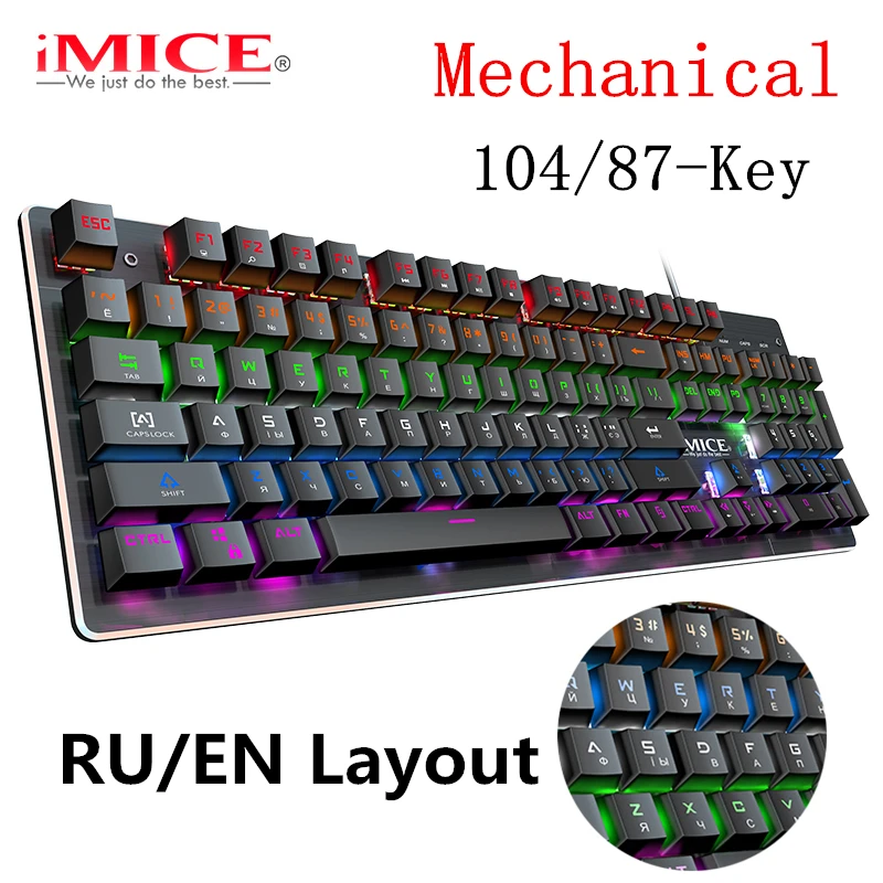 Mechanical Keyboard Mechanical Gaming Keyboard RGB Backlit Keyboard Russian Keycaps 104 78 Keys Wired For PC Computer Gamer