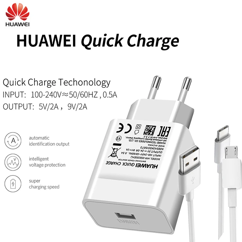usb c 61w Huawei Original Charger 5V/2A 9V/2A USB Fast Charging For Huawei P8 P9 Plus Lite Honor 8 9 Mate10 Nova 2 2i 3 3i Original charge quick charge 2.0