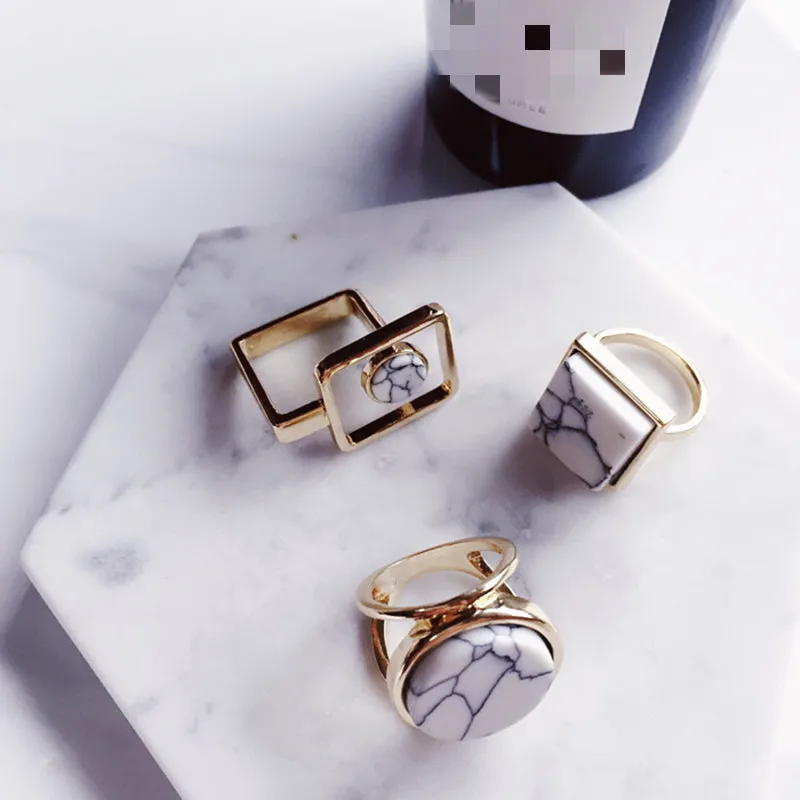 

Geometric Round Square Big Finger Ring Boho Ethnic Women Hippie Ring Fashion Round Ring