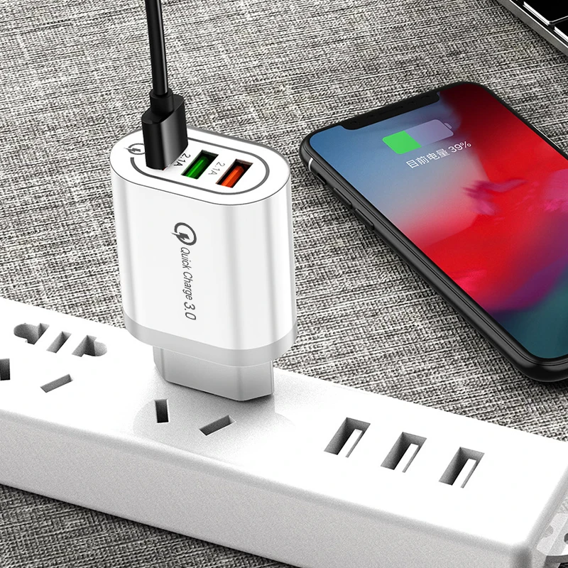 Для iPhone 11 Быстрая зарядка 18 Вт быстрое зарядное устройство 3USB-QC3.0 Быстрая зарядка 3,0 мобильный телефон зарядное устройство для xiaomi 9 huawei samsung