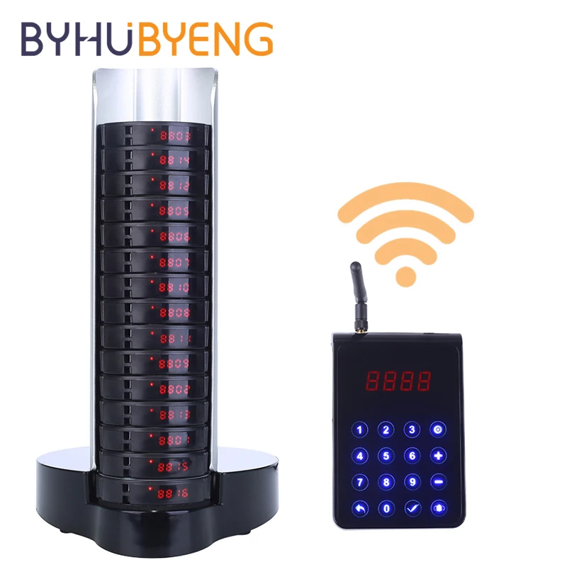 

BYHUBYENG Guest Pager System Restaurant Waiter Calling Keypad Charging Base Wireless Remote Number Dispenser Queue Ticket