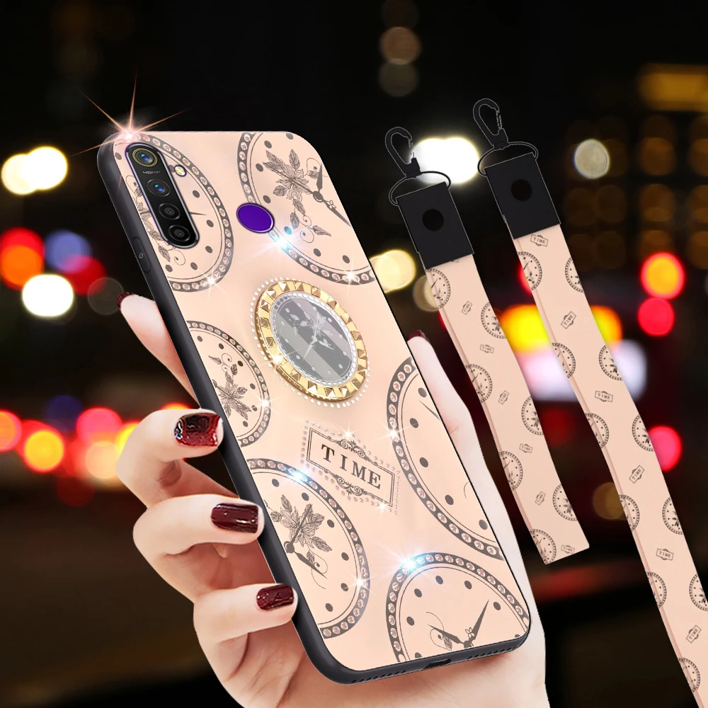 Чехол для телефона OPPO Realme5 pro художественный узор с часами + ремешок подставка Realme