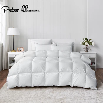 

Peter Khanun White Goose Down Quilt/Comforter/Duvet Lightweight Quilted Duvet Insert with Corner Tabs 100% Cotton Shell C01