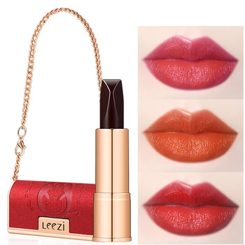 

2019 3-in-1 Velvet-like Matte Tri-color Lipstick Highly Pigmented Lip Makeup with Mini Chain Storage Bag