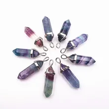 Терагерц Хаулит Бирюзовый Ожерелья из флюорита Подвески из хрусталя Подвеска из натурального камня Драгоценный камень Кварцевая пуля Шестиугольный маятник