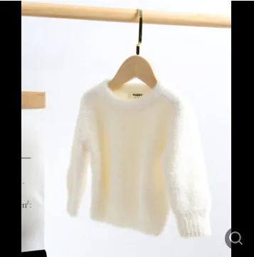 Кашемировый свитер с имитацией норки для маленьких девочек; коллекция года; зимняя одежда для девочек; детский джемпер; пальто для маленьких девочек; Теплые Топы; RT787 - Цвет: white