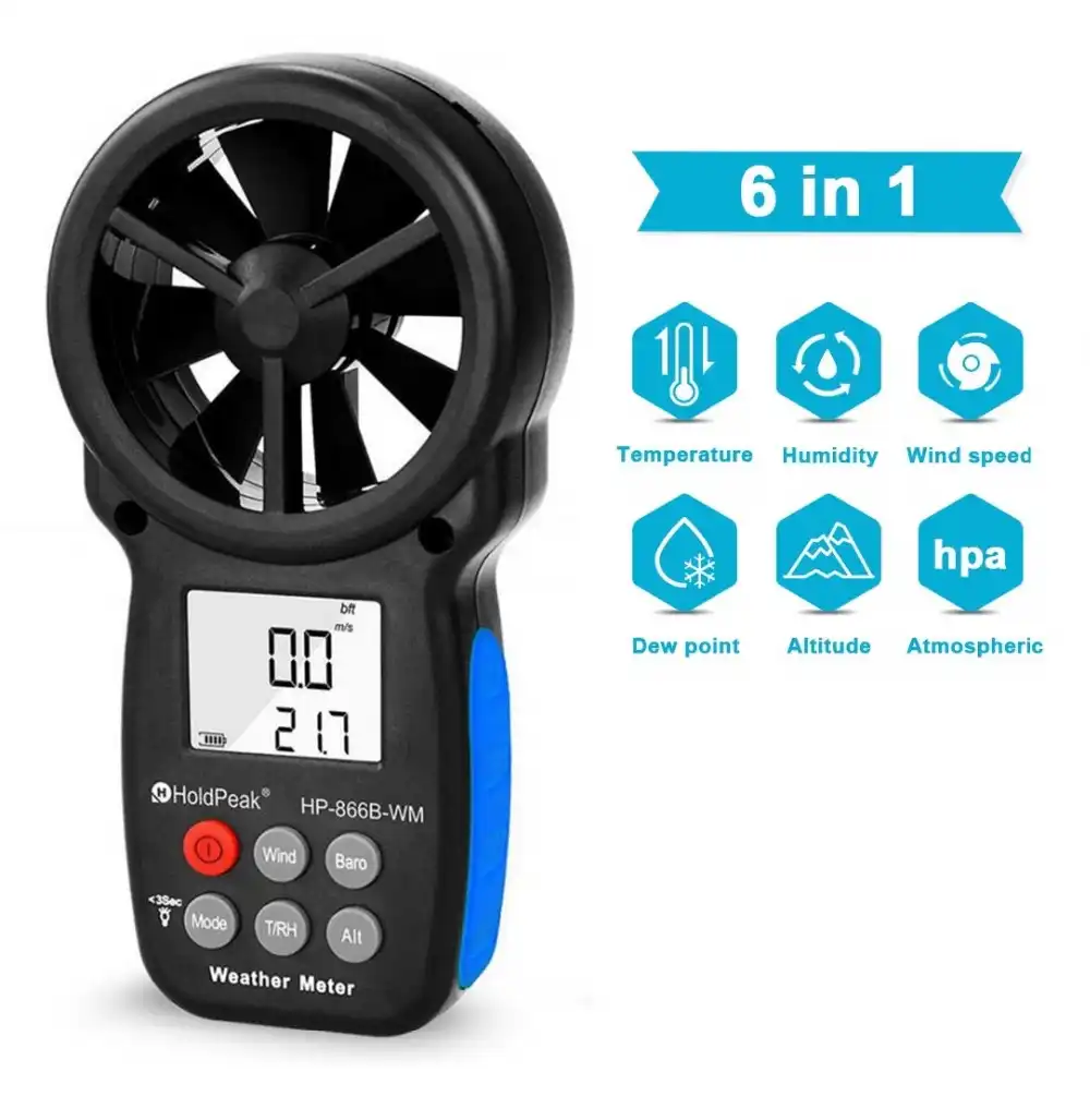 BT 100 Digital Anemometer Handheld Wind Speed Meter for Measuring Wind